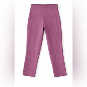 Lululemon Fast & Free Crop Leggings Mauve Nulux Running Tight Pockets